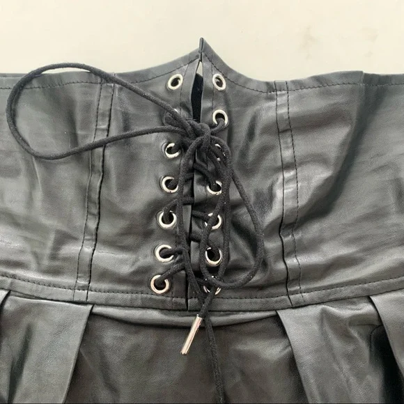 A-Line Pleather Skirt With Faux Corset (Size 4) - Picture 3 of 6